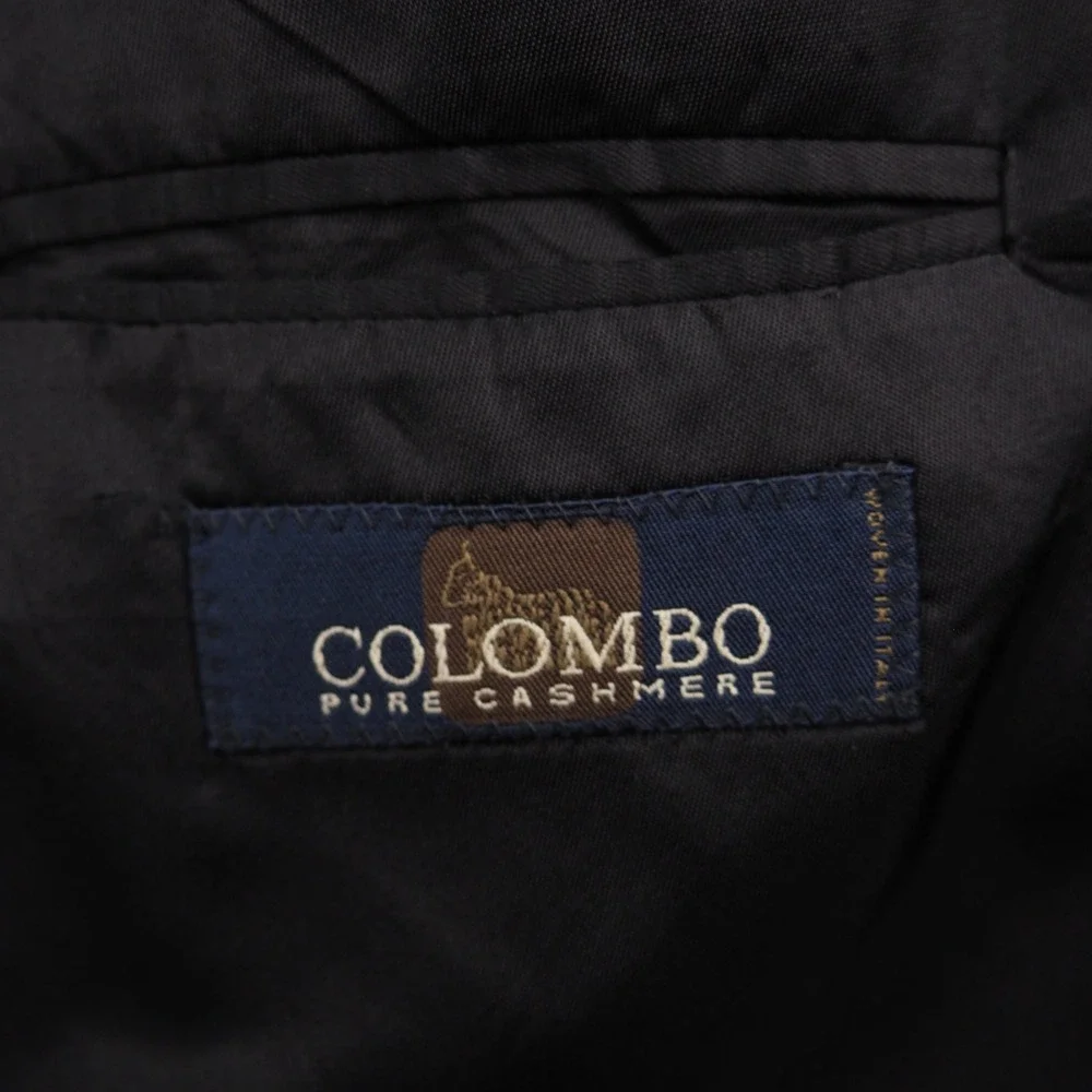 Colombo Cashmere Blazer Mens 34L Navy Plaid Made in Italy Sport Coat